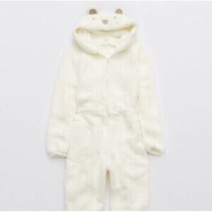 Brand New Aerie Women's Medium One Piece Cozy Teddy bear Hooded Suit Plush